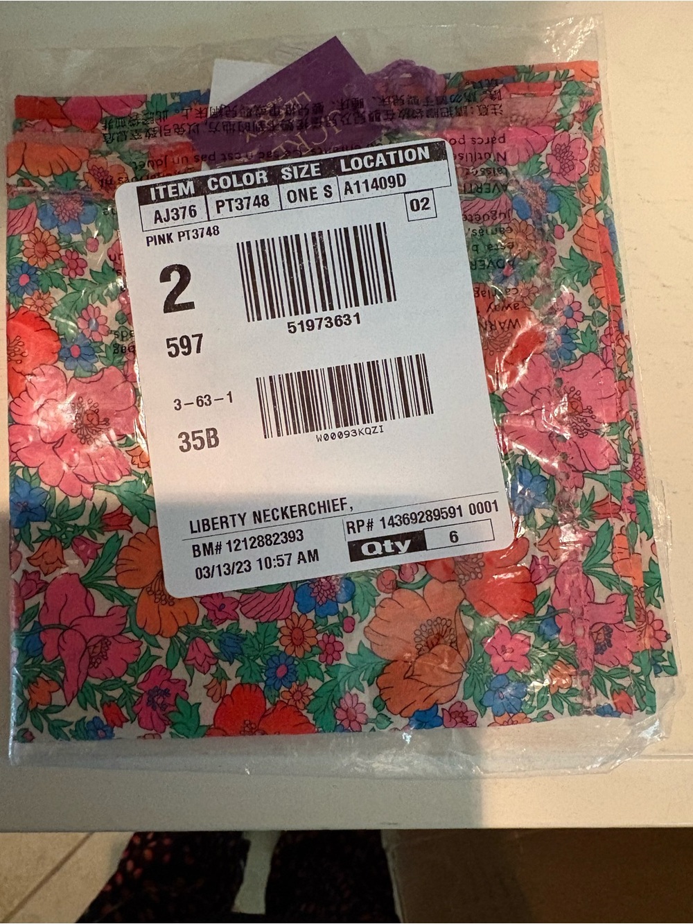 J. Crew Pink Floral Liberty Neckerchief Scarf